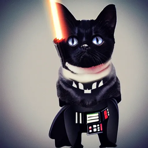 Prompt: a darth vader kitty