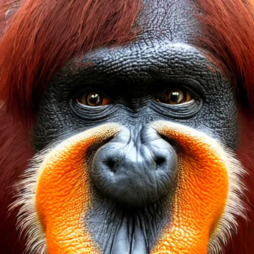 Image similar to Orange with Orangutan face