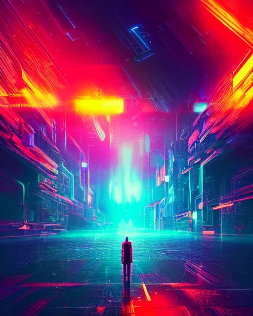 Prompt: Digital world, simulation theory, glitching, scifi, global illumination, unique landscape, fine details, perfect, 8k high detail, masterpiece, trending on ArtStation, by Alena Aenami, Petros Afshar, Liam Wong