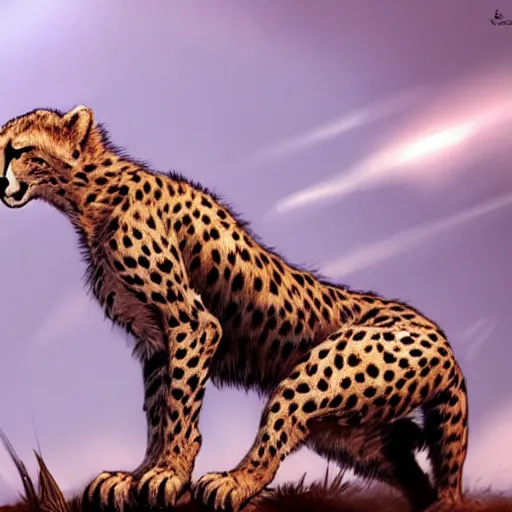 Prompt: cheetah flexing, muscular, high resolution, award winning, artstation, concept art,