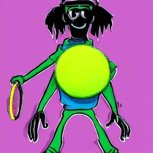 Image similar to snoop do, tennis ball monster ,tennis ball, colorful, digital art, fantasy,chalk, magic, trending on artstation, ultra detailed, professional illustration by Basil Gogos