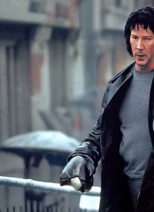 Prompt: film still of Keanu Reeves as Rocky Balboa in Rocky, 4k