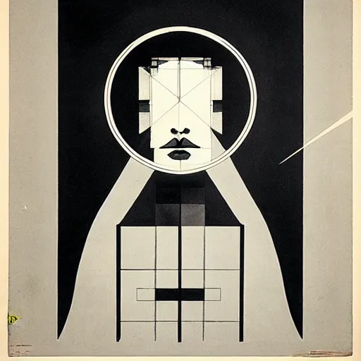 Image similar to lithography bauhaus conceptual figurative post - morden monumental portrait by goya and el lissitzky, illusion surreal art, highly conceptual figurative art, intricate detailed illustration, controversial poster art, polish poster art, geometrical drawings, no blur