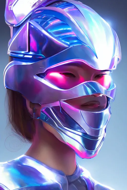 Image similar to Amanda Kwong in a futuristic spacesut highly detailed digital painting artstation concept art by artgerm and greg rutkowsi, holographic helmet, neon highlights
