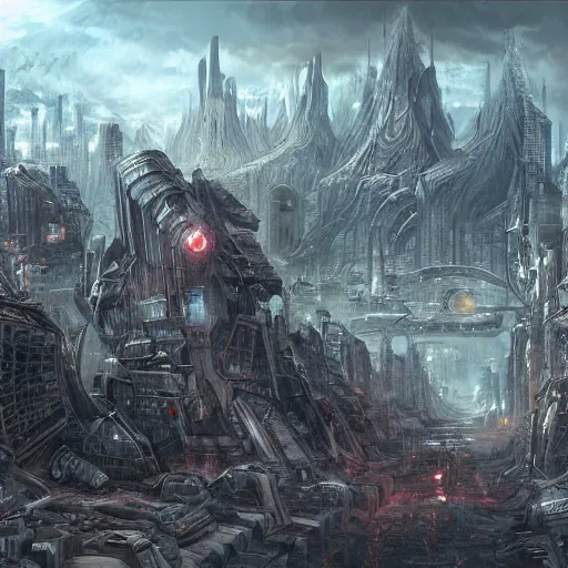 Prompt: landscape of apocalypse city, by stanley artgerm lau