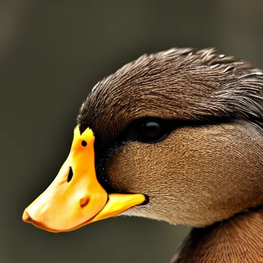 Image similar to a duck with the face of a human