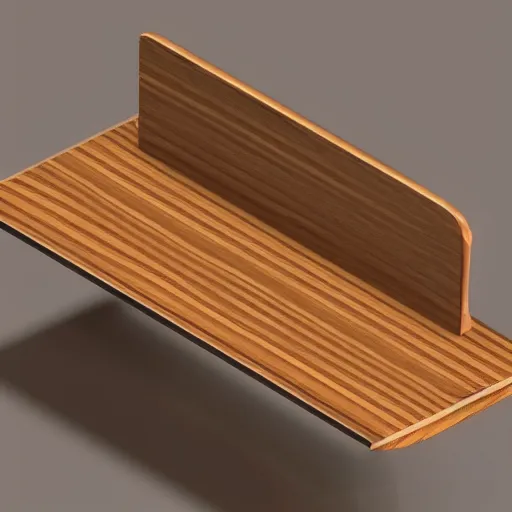 Prompt: a 3 d object of the wooden desk, isometric game, mobile game, object is centralised, mohamed chahin, blender cycles render, solid colours material, no background and shadows