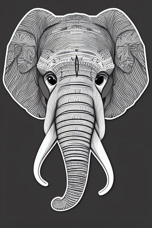 Image similar to A portrait of a baby elephant, sticker, highly detailed, colorful, illustration, smooth and clean vector curves, no jagged lines, vector art, smooth