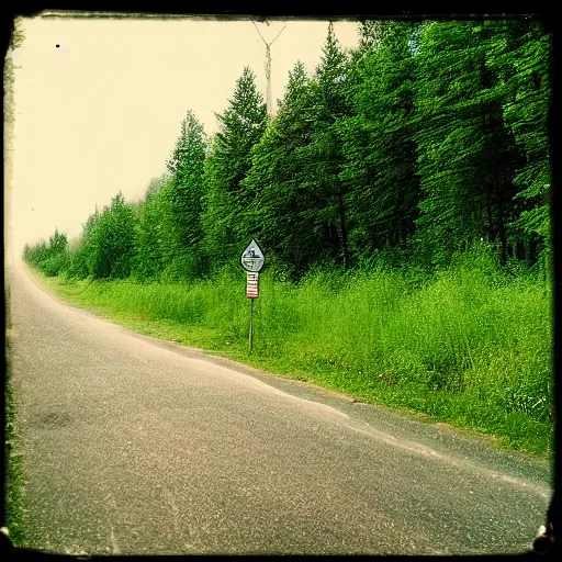 Image similar to Beautiful cameraphone, soft liminal Photograph of a Lithuanian road