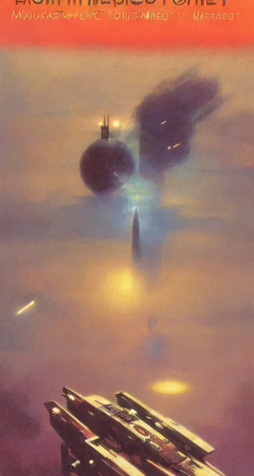 Image similar to masterpiece book cover illustration by the great famous sci - fi artist john harris.