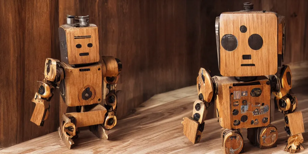 Prompt: very cute wooden mystical statue robot, highly detailed, 8 k, masterpiece, super resolution.