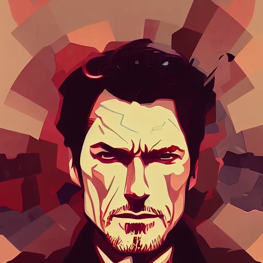 Image similar to Clint Eastwood as Tony Stark, ambient lighting, 4k, alphonse mucha, lois van baarle, ilya kuvshinov, rossdraws, artstation