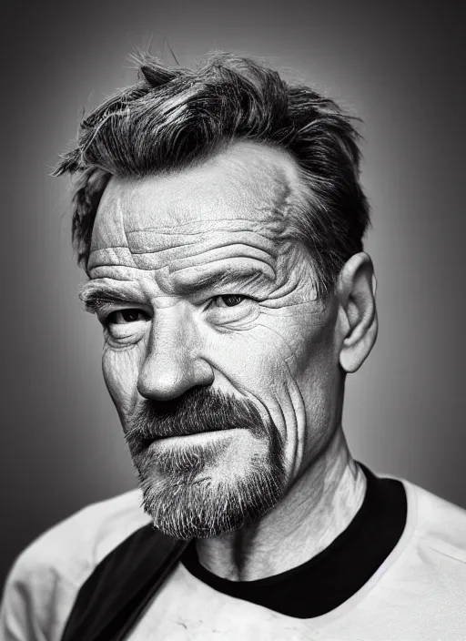 Prompt: photo of Bryan Cranston as Thanos by Eolo Perfido and Lee Jeffries, smile, head shot, detailed, award winning, Sony a7R