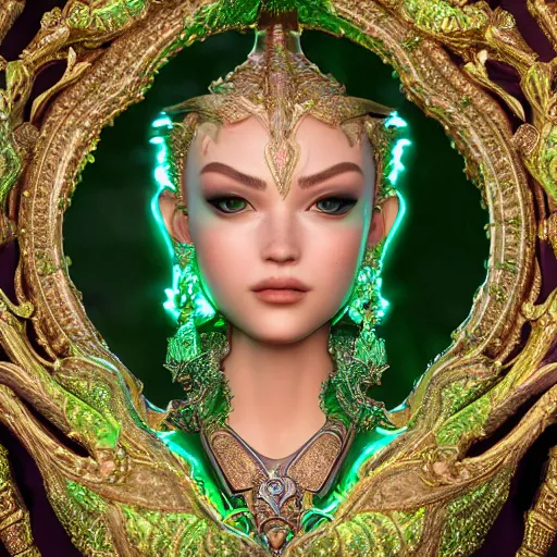 Image similar to portrait of wonderful princess of emerald with fair skin, glowing, ornate and intricate, jaw dropping, dynamic lighting, intricate and detailed, 4 k octane render