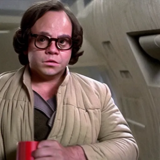 Image similar to Frank Reynolds as Han Solo in star wars, still, high quality