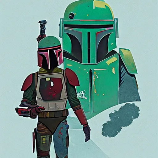 Prompt: boba fett artwork by james gilleard