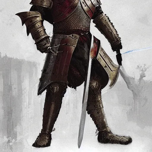 Image similar to A medieval knight, the design of his armor is inspired by a lion, by greg rutkowski, in the design of magic the gathering