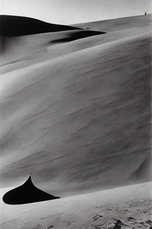 Image similar to scenes a dune by john schoenherr, cinematic matte painting, zaha hadid building, 8 k, moody monochrome color palate