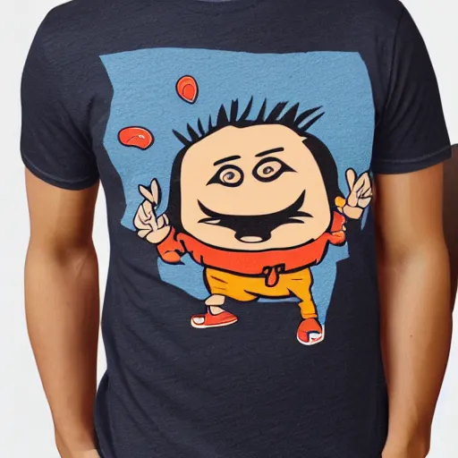 Prompt: a t-shirt with a cartoon face