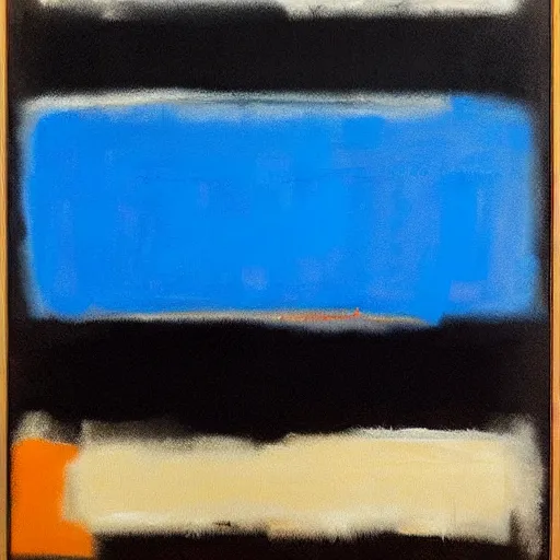 Prompt: painting, black and blue, in the style of mark rothko