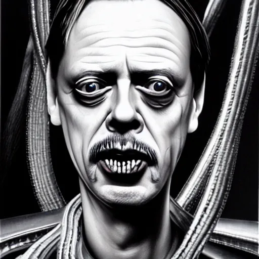 Prompt: steve buscemi by h. r. giger