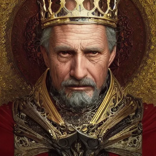 Prompt: ultra realistic illustration of a medieval old king, intricate, elegant, highly detailed, digital painting, artstation, concept art, smooth, sharp focus, illustration, art by artgerm and greg rutkowski and alphonse mucha