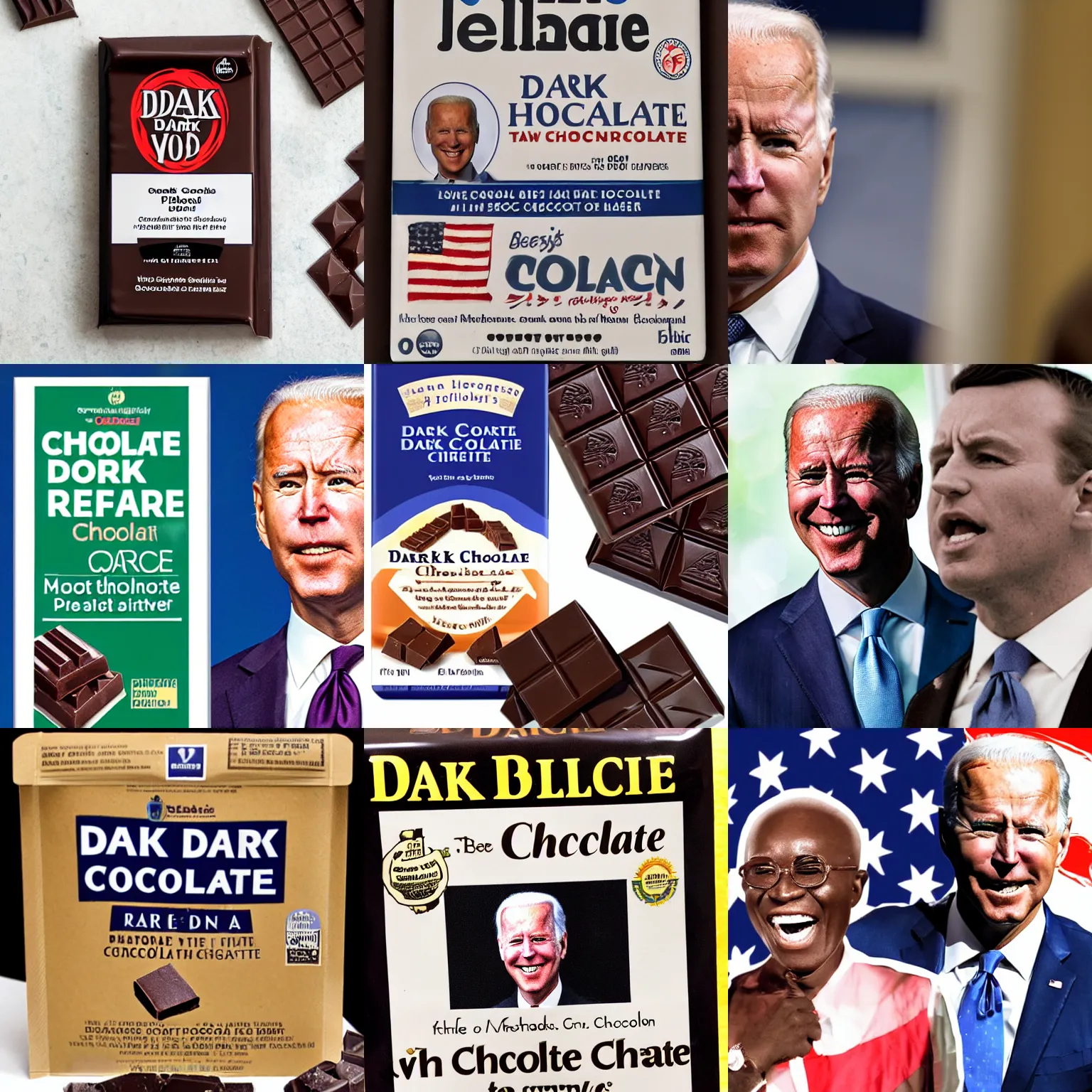 Prompt: dark chocolate biden relief