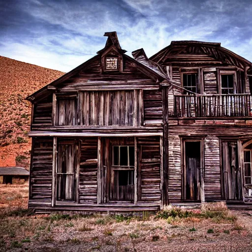 Prompt: an old west ghost town, by ivan albright