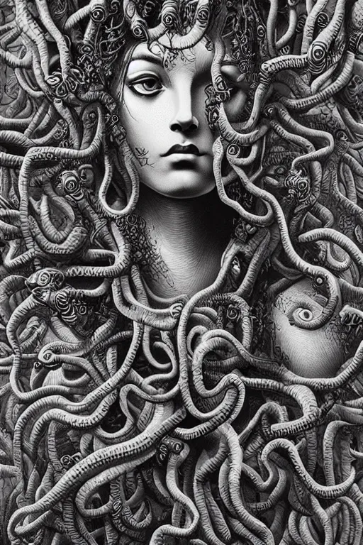 Image similar to Medusa goddess painting by Dan Hillier, trending on artstation, artstationHD, artstationHQ, 4k, 8k