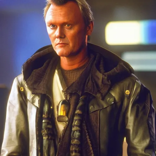 Image similar to Anthony Head as Cyberpunk Uther