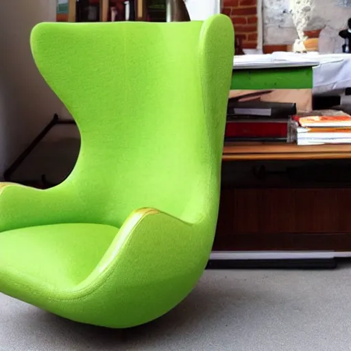 Prompt: an armchair in the shape of an avocado. avocado armchair. the armchair is imitating an avocado.