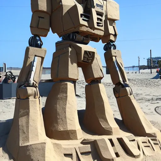 Image similar to a sand sculpture of a mecha