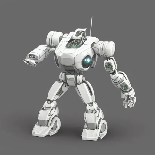 Prompt: very tiny asian mecha robot, 3 d clay render, 4 k uhd, white background, isometric top down left view, diffuse lightning, zoomed out very far