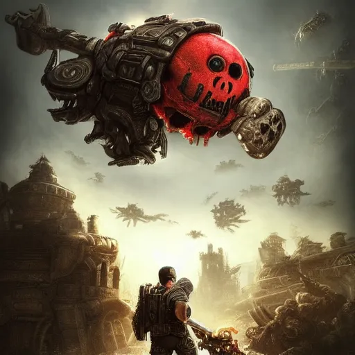 Prompt: cute little Xi Jinping in Gears of War cover art, ultra wide lens shot , tiny, small, short, cute and adorable, pretty, beautiful, DnD character art portrait, matte fantasy painting, DeviantArt Artstation, funny face, by Jason Felix by Steve Argyle by Tyler Jacobson by Peter Mohrbacher, cinematic lighting