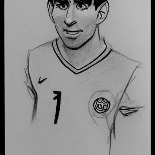 Image similar to milt kahl pencil sketch of `Lionel Messi`!!!!!