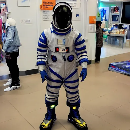 Image similar to an anime boy wearing a space suit