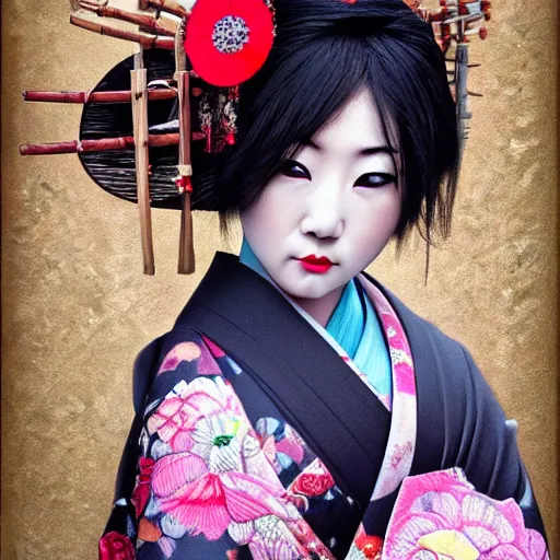 Prompt: dark art hi resolution geisha portrait yasutomo oka 8 k ultrarealistic