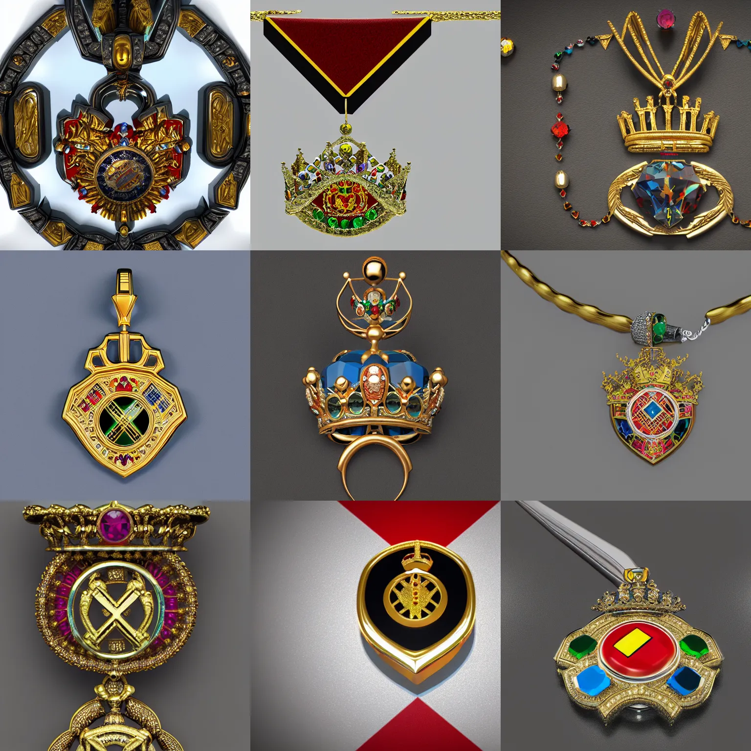 Prompt: the crown jewel of the german government, amulet with the theme of germany, octane render, metallic, gemstones