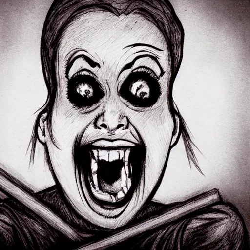 Scared Face, Charcoal Drawing, ambamm