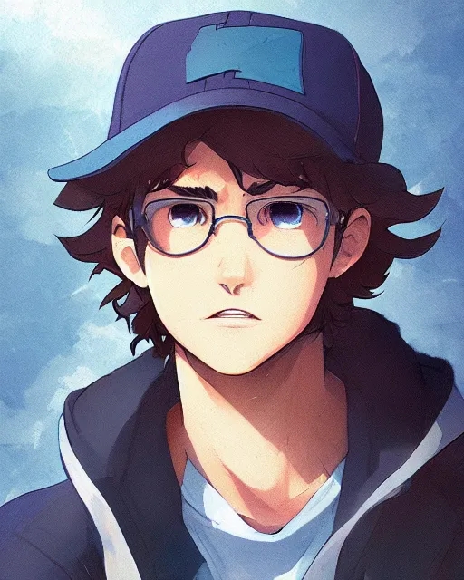 Image similar to dipper pines, medium shot, visible face, detailed face, perfectly shaded, atmospheric lighting, by makoto shinkai, stanley artgerm lau, wlop, rossdraws