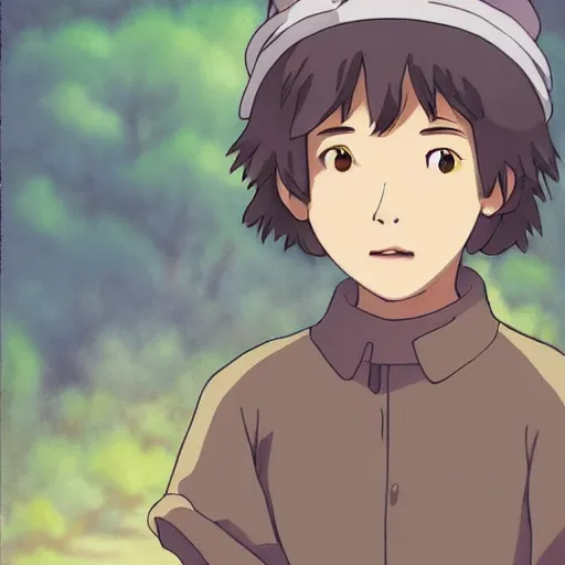 Prompt: friendly ((guy)) and small creature, Fragile looking character portrait face made in Studio Ghibli artstyle ,highly detailed art, beautiful scene, sharp focus, smooth, 8k, anime art, fantasy, style in ghibli anime