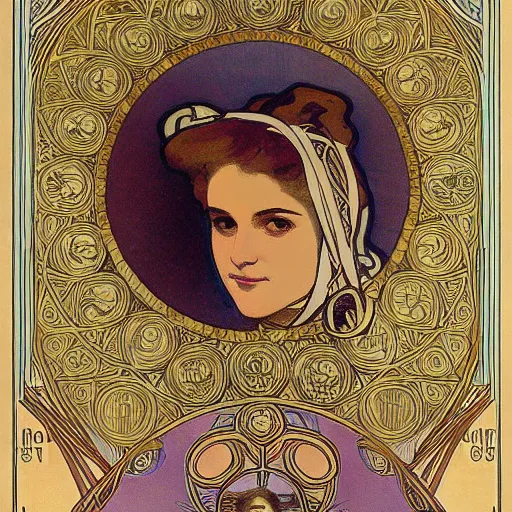 Prompt: feminine portrait of benjamin netanyahu in pride parade, by alphonse mucha