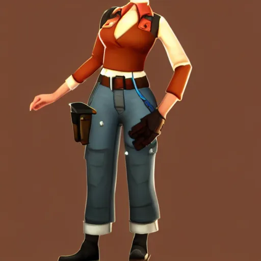 Image similar to engineer from team fortress 2 as a woman