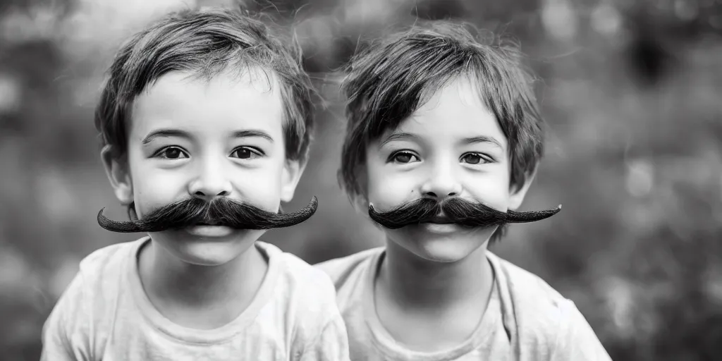 Image similar to little kid with long beautiful mustache, 5 0 mm