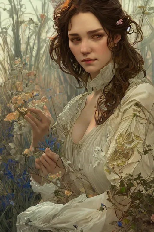 Prompt: beautiful cottagecore lizzo, intricate, elegant, highly detailed, digital painting, artstation, concept art, smooth, sharp, focus, illustration, art by artgerm and greg rutkowski and alphonse mucha