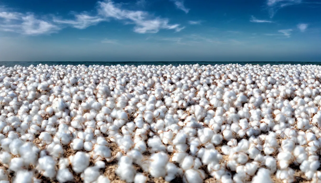 Prompt: cotton in the beach distance over the ocean, beautiful, appealing, realistic, award wining, photography, very detailed, national geographic, 4 k