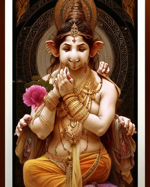 Image similar to amazing lifelike award winning pencil illustration of young ganesha cotton trending on art station artgerm Greg rutkowski alphonse mucha cinematic