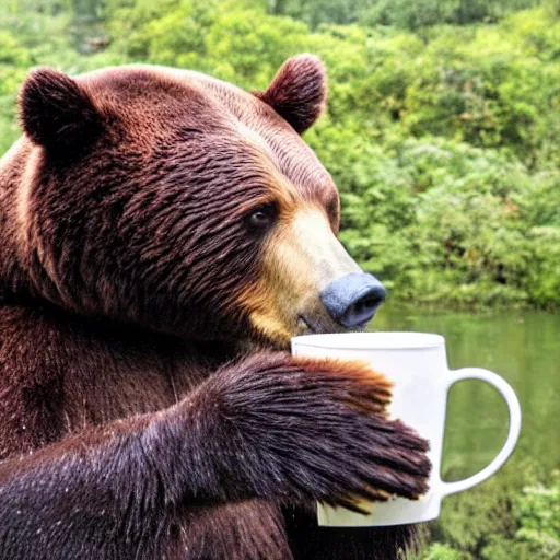 Image similar to bear enjoying a cup of tea