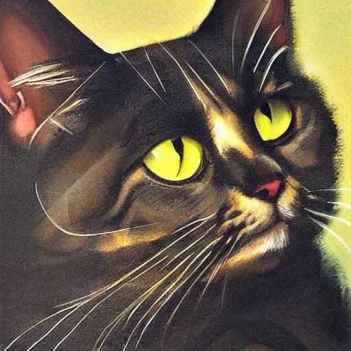Prompt: cat portrait by dennis mukai