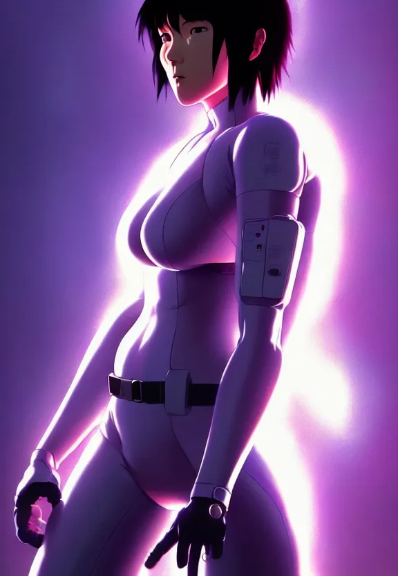 Image similar to a fullbody portrait of motoko kusanagi ghost in the shell, finely detailed features : : gits sac twenty forty five netflix : : by ilya kuvshinov, rossdraws, artgerm, sola digital arts, production ig, volumetric lighting, anti aliasing, raytracing : :